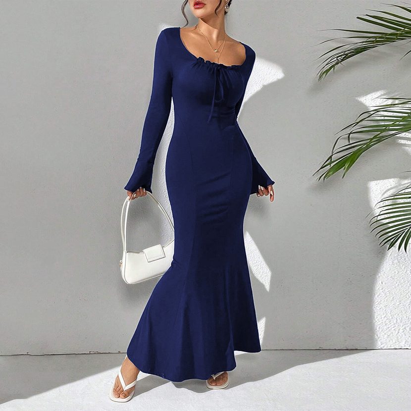 Elegant Long Sleeve Mermaid Dress Fall Winter Collection Party Wear Comfortable Fabric Wholesale