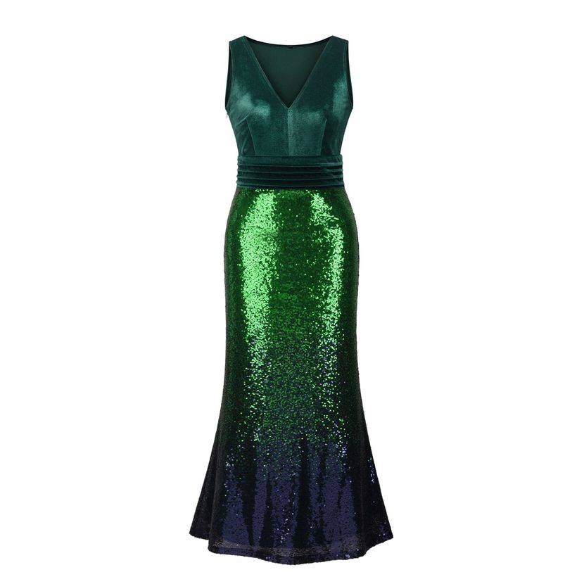 Fashionable Gradient Color Sequin Evening Dress Womens Stylish Design Elegant Silhouette Perfect