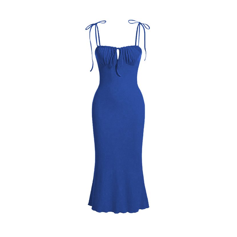 Bodycon Mermaid Dress Adjustable Drawstring Sleeveless Slim Fit Evening Party or Cocktail Wear W