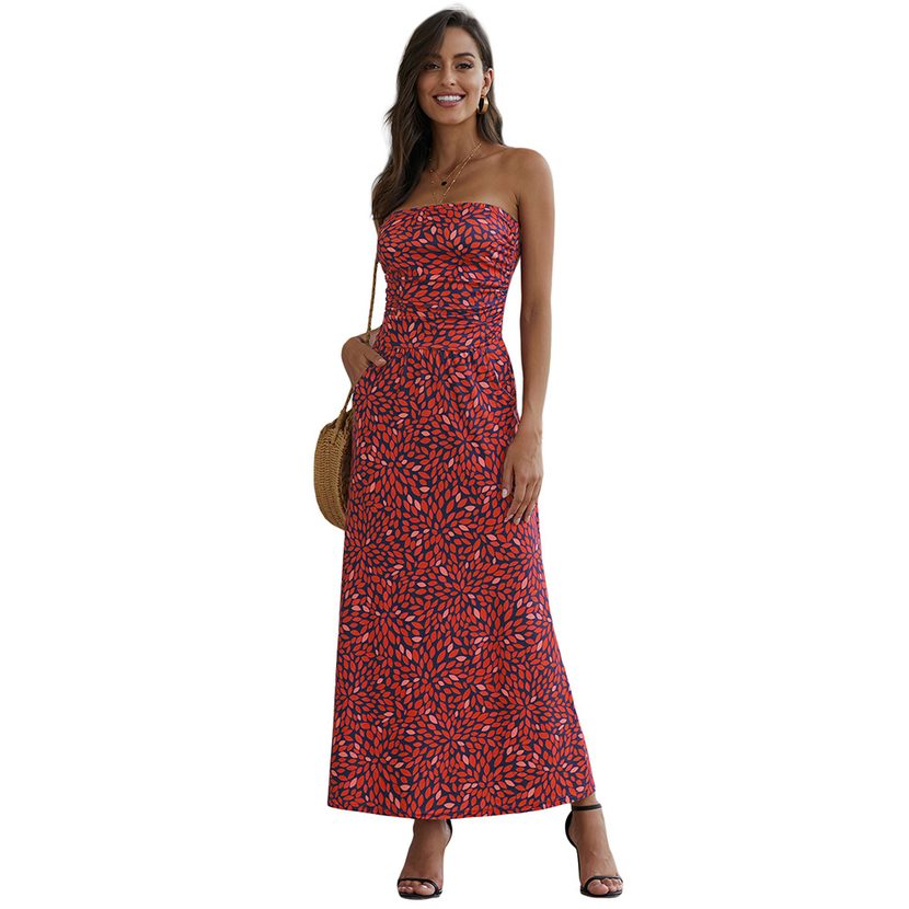 Strapless Maxi Dress Off Shoulder Sleeveless Beachwear Summer Style Wholesale Available custom p
