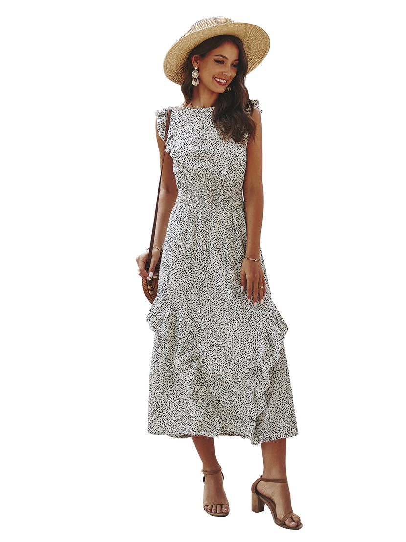 Ruffle Hem Dress Elegant Design Lightweight Fabric Spring Summer Style Wholesale Available custo