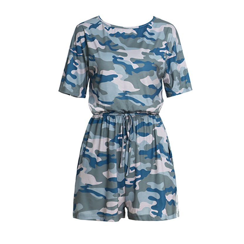 Womens Casual Jumpsuit Floral Print Camouflage Drawstring Spring Summer Fashion Wholesale Availa