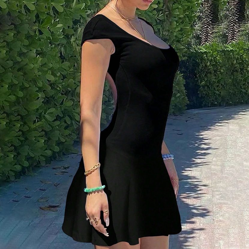 French Style Summer Dress Backless Slim Fit Elegant Design Perfect for Parties and Casual Outing