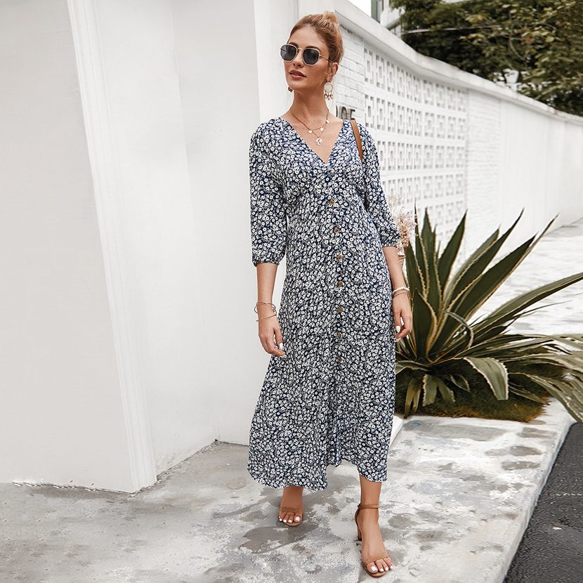 Floral Print A Line Dress for Women Casual Spring Summer Style Lightweight Fabric