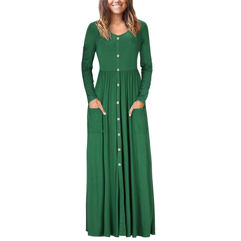 Long Sleeve Maxi Dress Round Neck Elegant Design Party Wear Wholesale Available factory direct