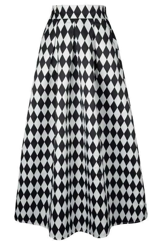 High Waist A Line Skirt Elegant Black and White Plaid Perfect for Casual or Formal Occasions Wholesale Available