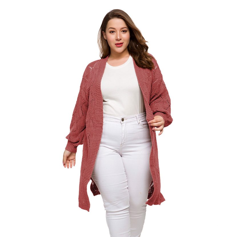 Plus Size Floral Pattern Cardigan Long Sleeve Lightweight Knit Spring Summer Style Wholesale Ava