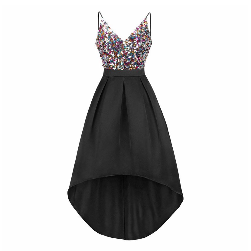 Fashionable Sequin V Neck Spliced Evening Dress Womens Sleeveless Design Elegant Style Perfect f