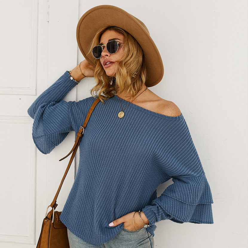 Womens Casual Solid Color T Shirt Knit Fabric Short Sleeve Round Neck Autumn Winter Collection