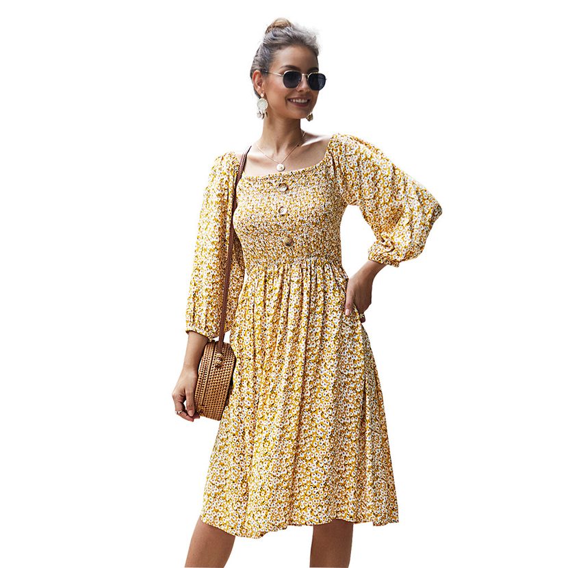 Floral Long Sleeve Dress for Women Casual Fit Spring Summer Collection customizable