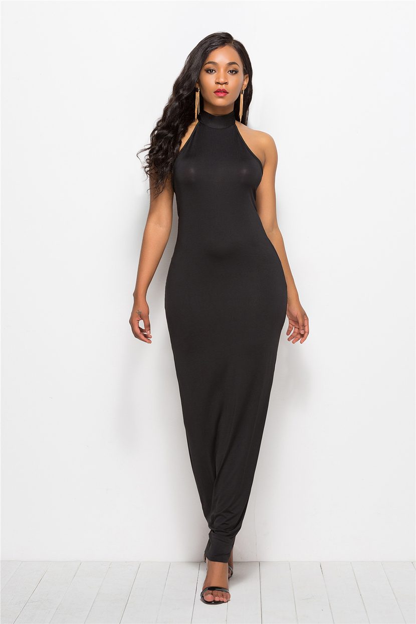Sleeveless Backless Bodycon Dress for Women Solid Color Stretch Fabric Elegant Evening Wear