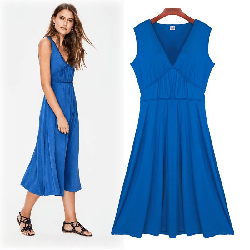 Summer A Line Dress for Women V Neck Sleeveless Slim Fit Waist Defining Perfect for Casual Outin