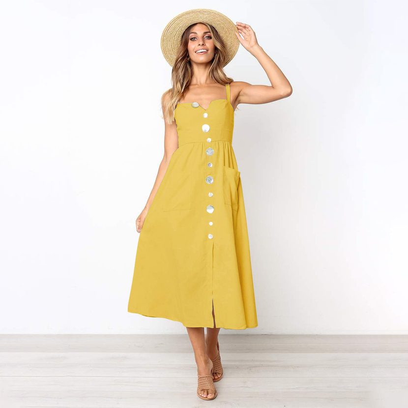 Loose Fit Pocketed Cami Dress Available in 5 Colors Perfect for Spring and Summer Wholesale Supp