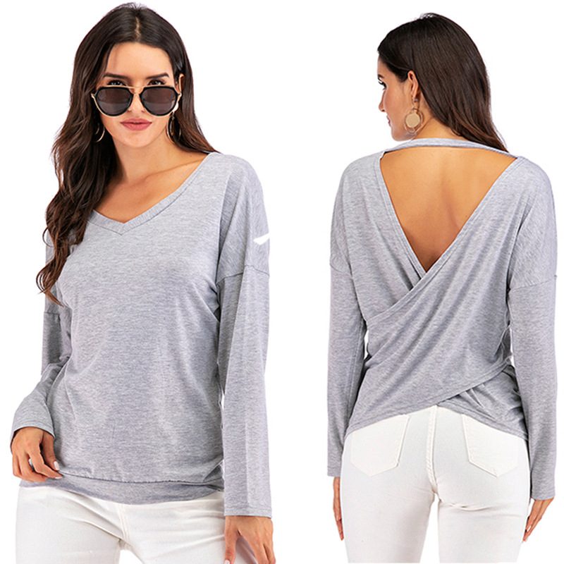 Womens Long Sleeve T Shirt Loose Fit Mid Length Comfortable Fabric Spring Casual Wear Wholesale