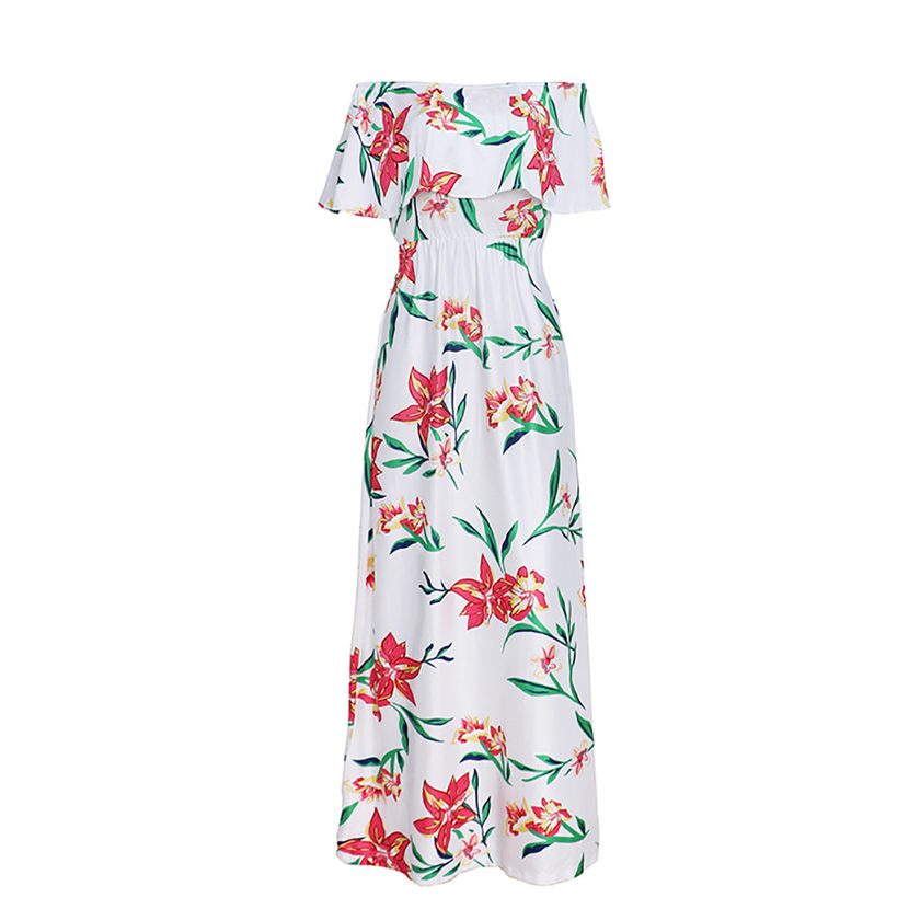 Floral Print Off Shoulder Dress Elegant Design Summer Style Comfortable Fabric Wholesale Availab