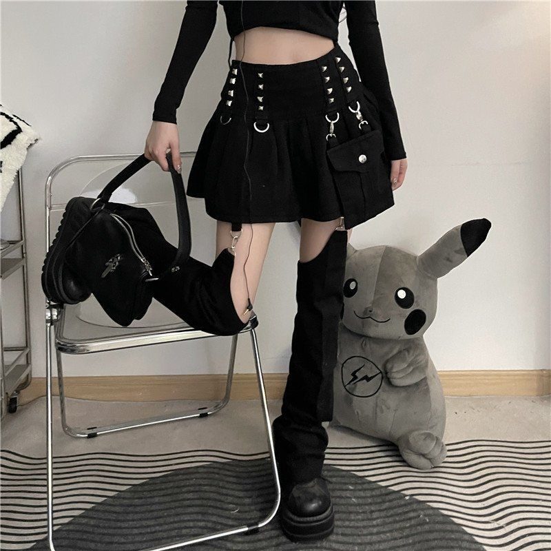 Ripped Denim Pleated Skirt Unique Design Removable Style Summer Fashion Casual Wear Wholesale Av