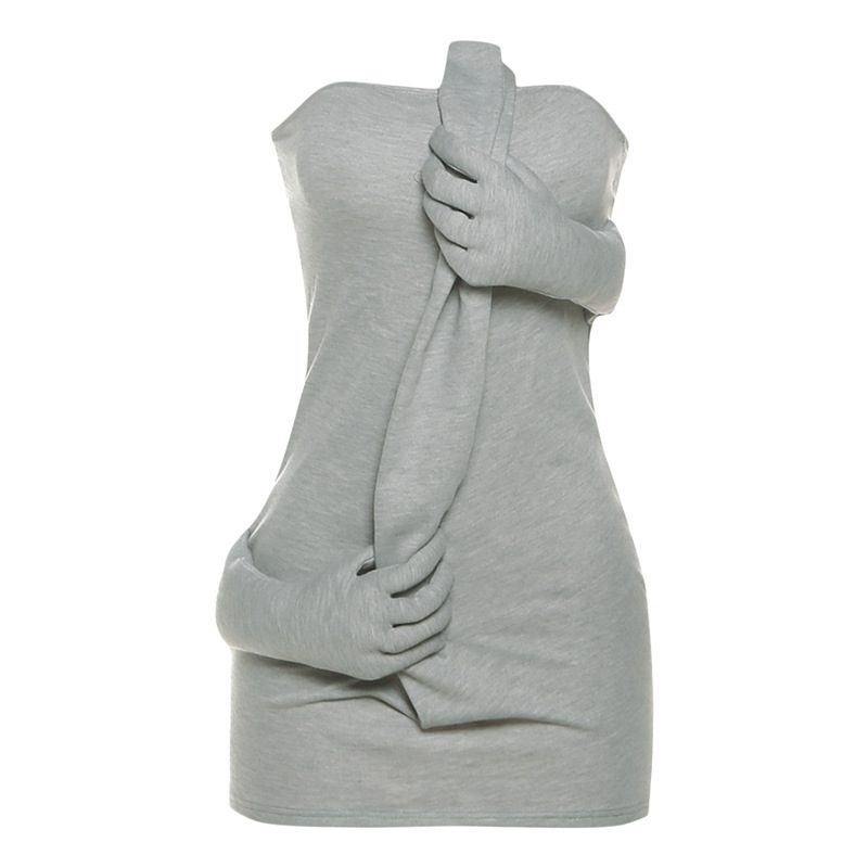 Bodycon Strapless Dress Solid Color Slim Fit Backless Design Perfect for Autumn and Winter Event