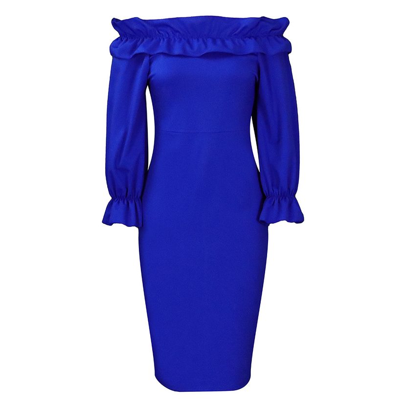 Off Shoulder Long Sleeve Dress Elegant Fit Plus Size Autumn Fashion Perfect for Parties and Even