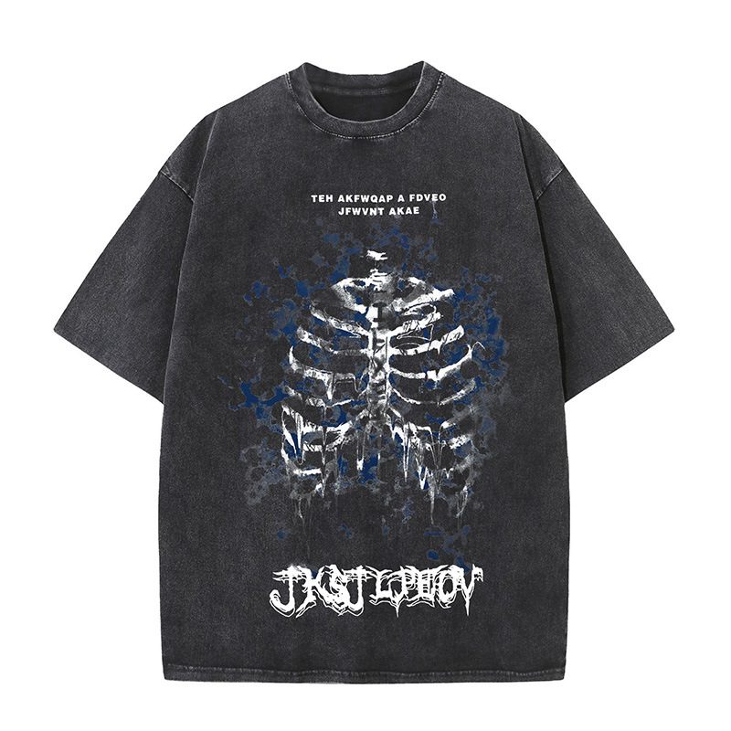 Y2K Vintage Washed Cotton T Shirt for Men and Women Loose Fit Short Sleeve Graphic Tee Casual Streetwear Wholesale