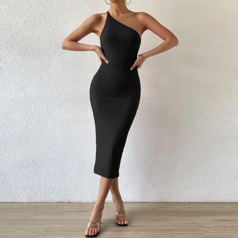 Sleeveless Asymmetrical Bodycon Maxi Dress Sexy Elegant Comfortable Fabric Perfect for Evening E