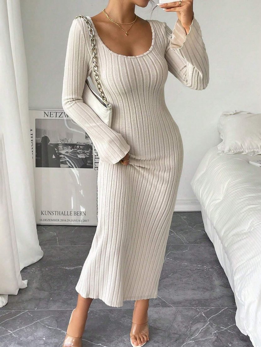 Sexy Backless High Waist Split Long Dress Elegant Design Autumn Winter Style Wholesale Womens Fa