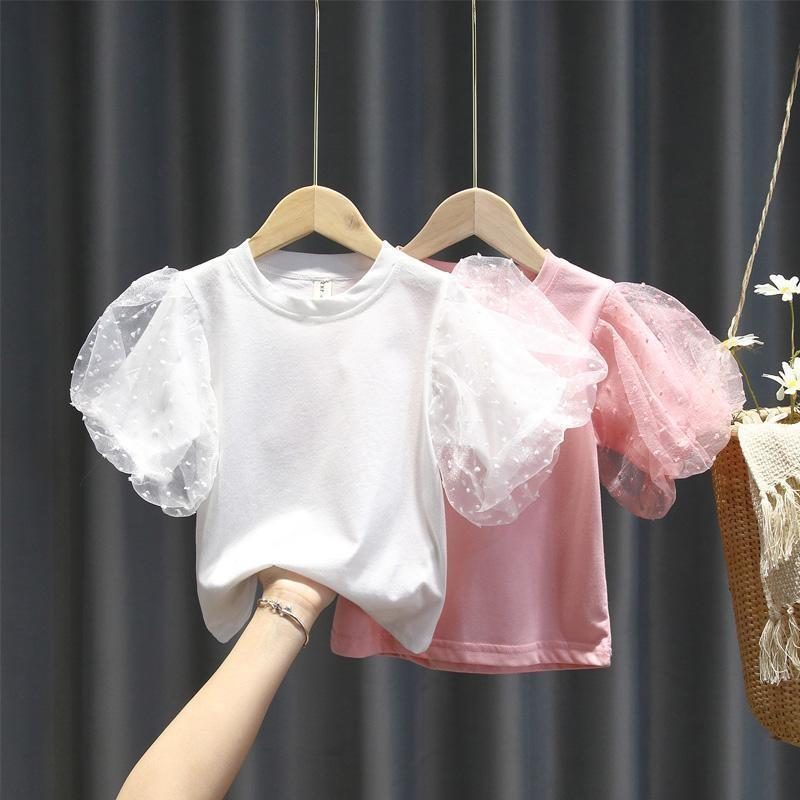 Girls Short Sleeve T Shirt with Puff Sleeves Cotton Summer Top Casual Wear Available in Multiple Sizes Wholesale