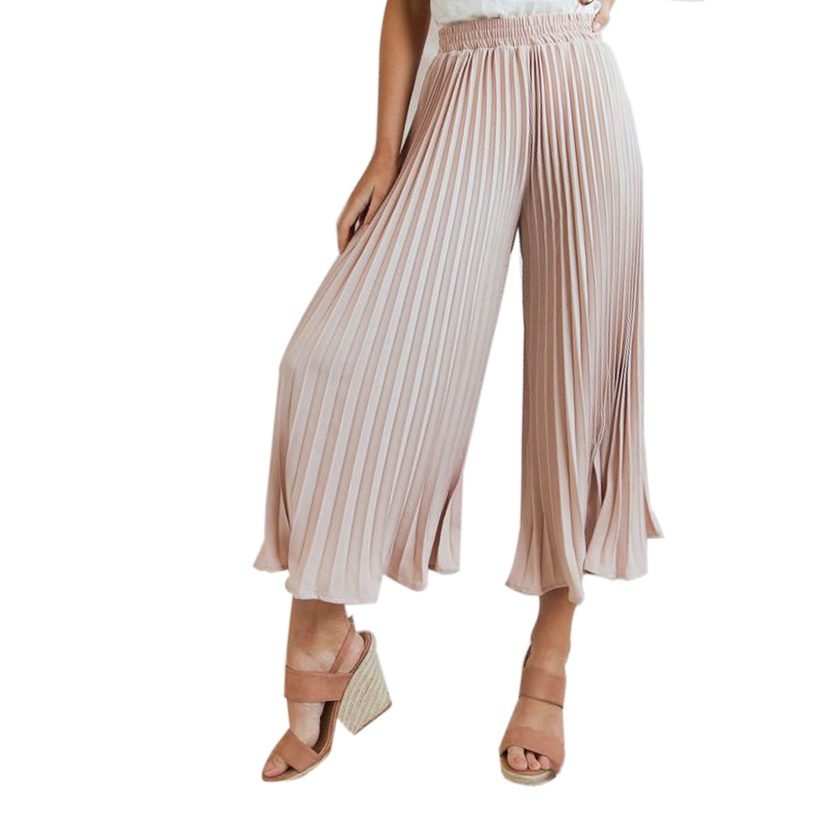 High Waisted Pleated Flare Trousers Casual Style Comfortable Fit Versatile for Everyday Wear Who