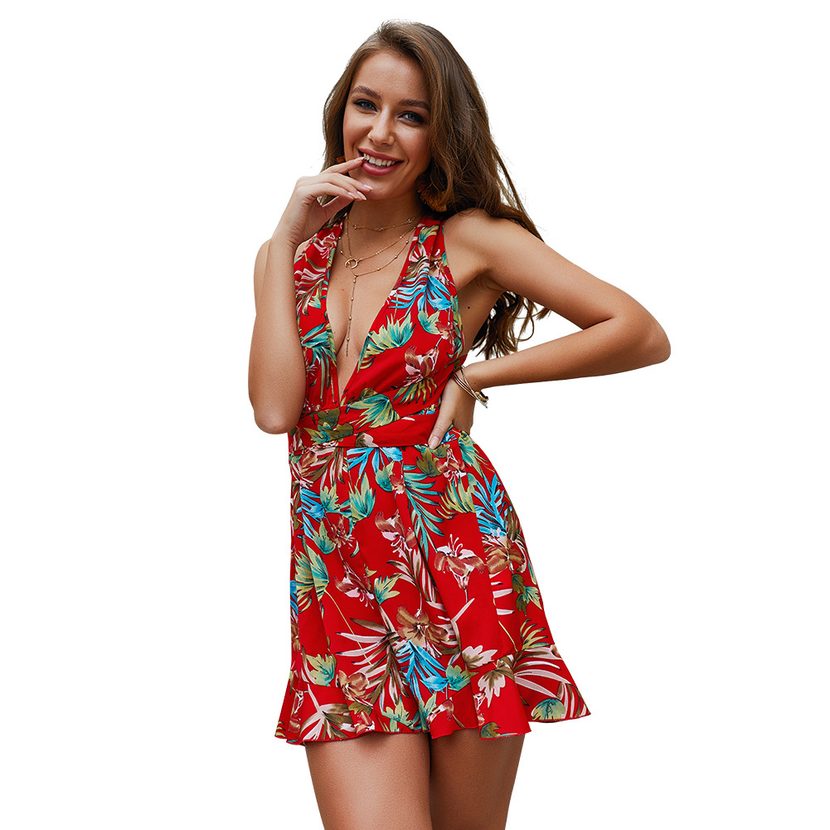 Womens Summer Short Jumpsuit Original Design Waist Tie Casual Style Perfect for Parties and Outi