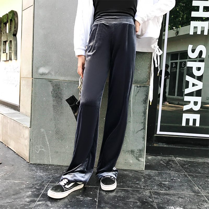 Velvet Wide Leg Pants for Women High Waist Loose Fit Casual Solid Color Perfect for Spring and Summer