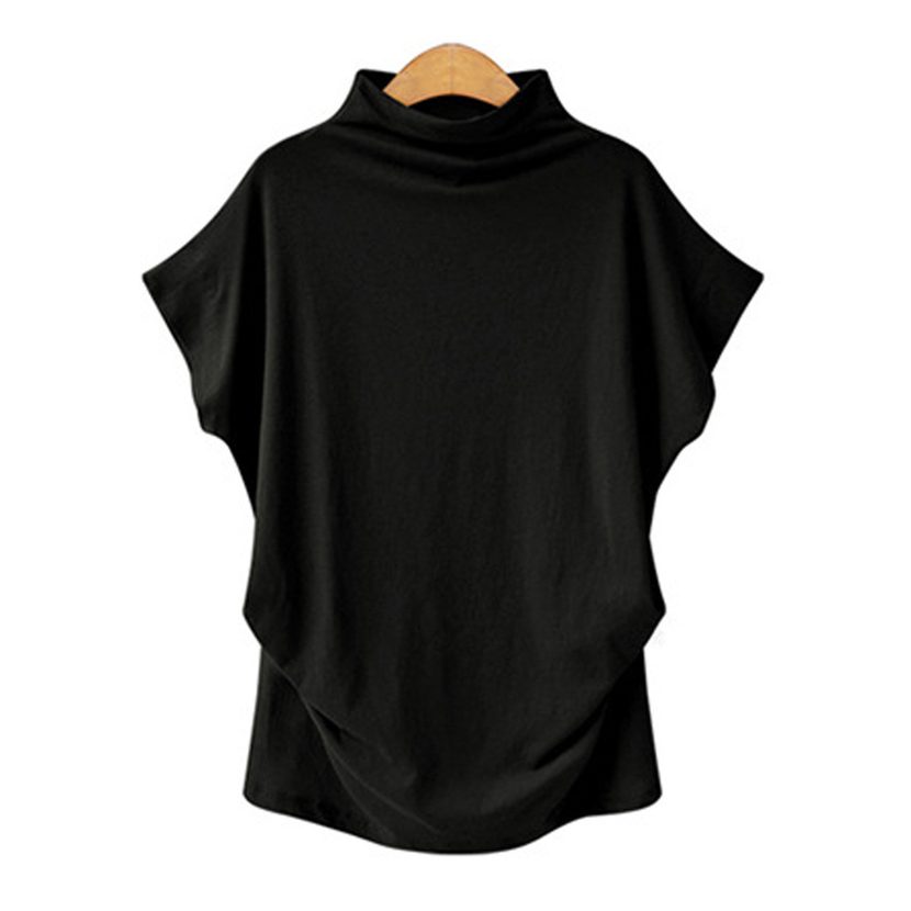 Plus Size Womens High Neck Top Batwing Sleeve Short Sleeve Comfortable Fabric Casual Wear Wholes