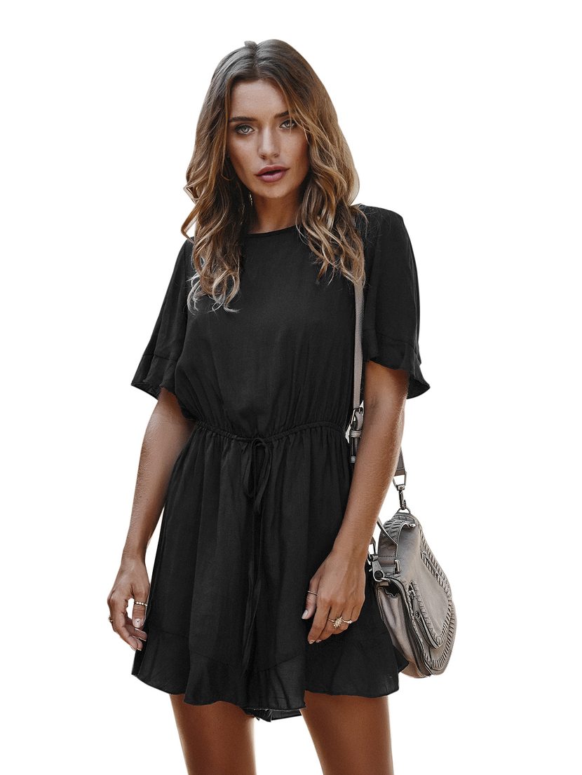 Womens Short Jumpsuit Solid Color Casual Style Lightweight Fabric Perfect for Spring Vacations W