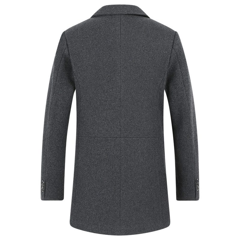 Mens Wool Blend Overcoat Mid Length Stylish Warm Fall Winter Fashion for Middle Aged Wholesale A