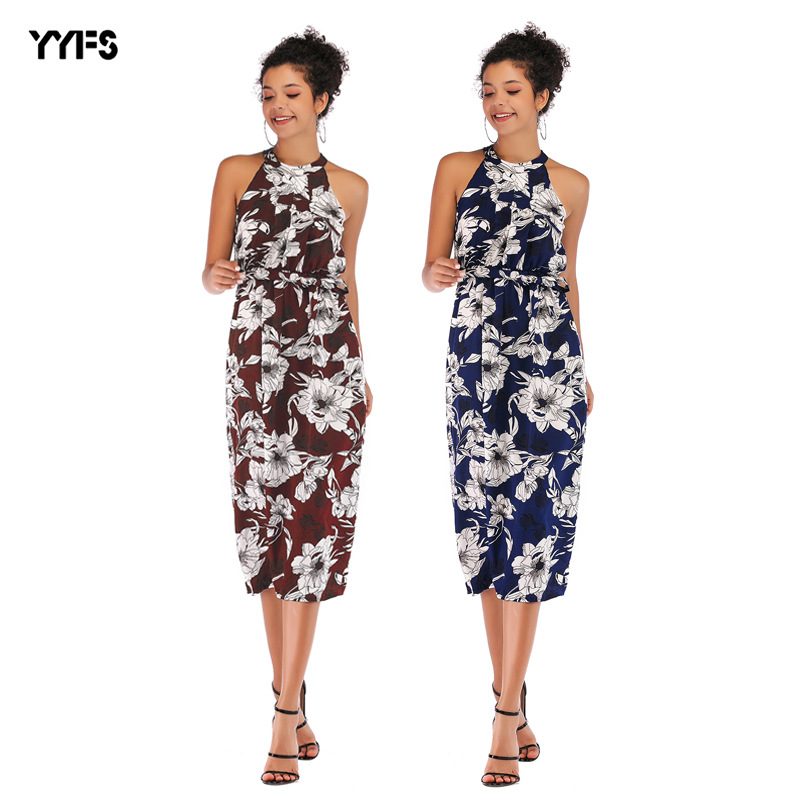 Floral Chiffon Midi Dress Sleeveless Bodycon Fit Elegant Design Perfect for Summer Events Wholes