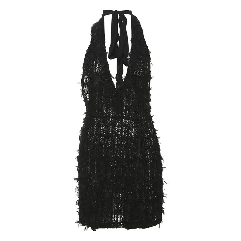 Sexy Backless Bodycon Dress Halter Neck V Neck Slim Fit Autumn Fashion for Parties OEM Available