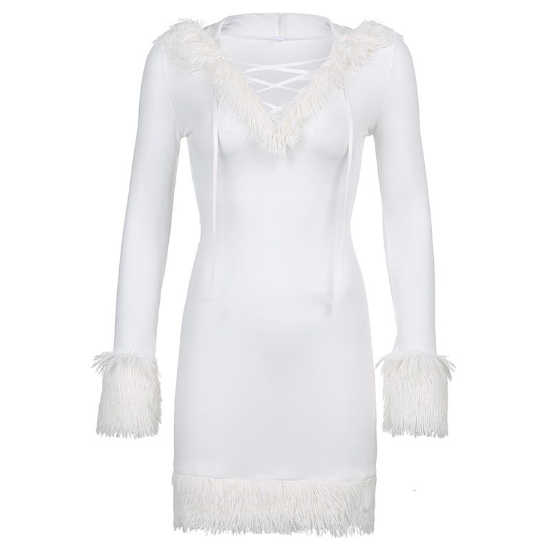 Womens Hooded Bodycon Dress with Patchwork Design Long Sleeve Casual Wear for Spring and Summer Wholesale
