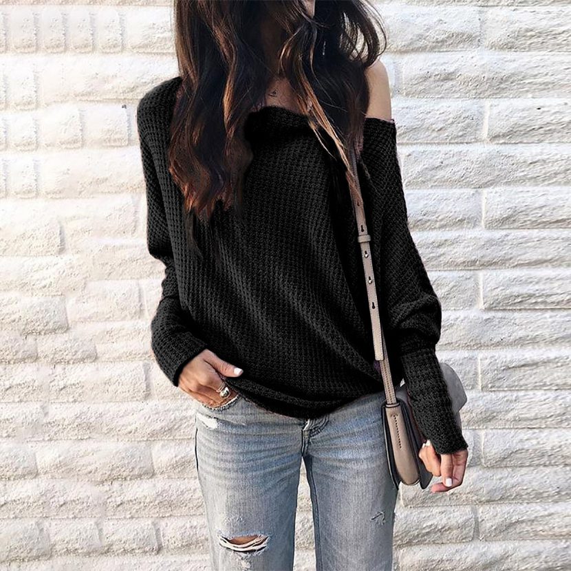 Off Shoulder Lantern Sleeve T Shirt for Women Casual Batwing Design Lightweight Fabric Autumn Collection
