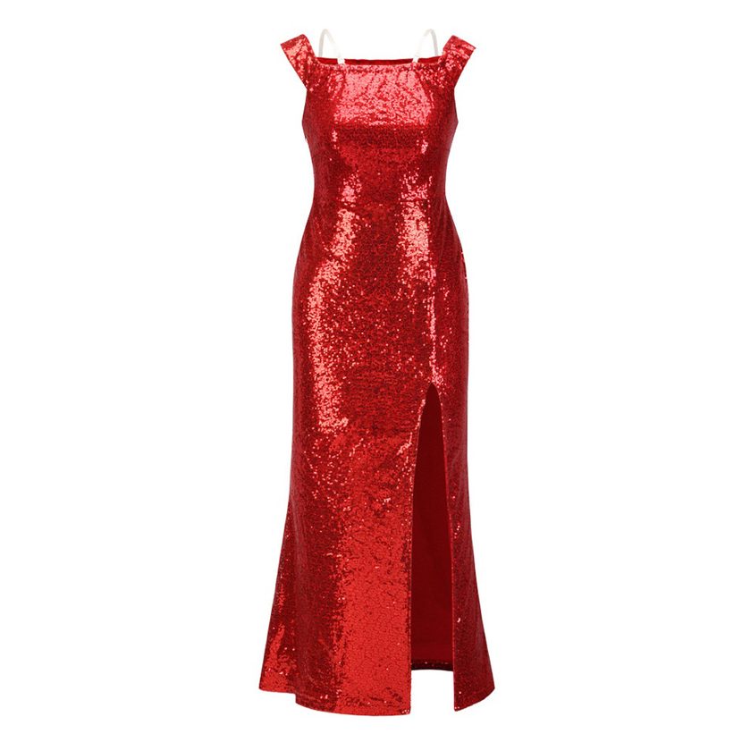 Off Shoulder Sequin Dress for Women Elegant Solid Color Evening Gown Perfect for Parties and Special Occasions Wholesale