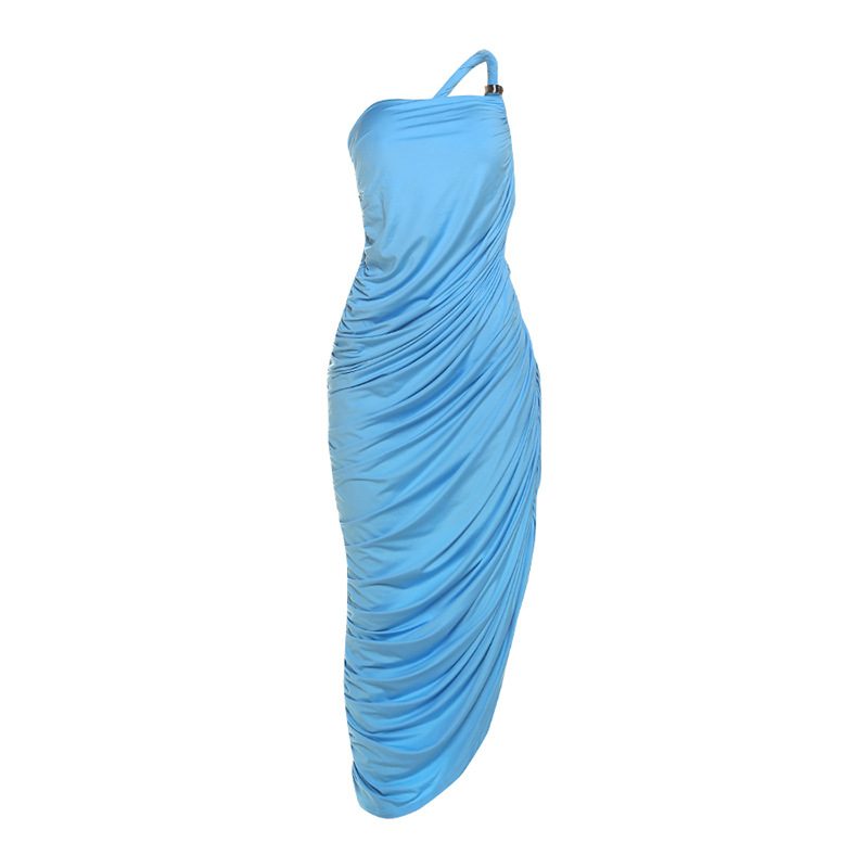 Womens Irregular Hem Ruched Slip Dress Sexy Strapless Design Fall Collection Perfect for Parties