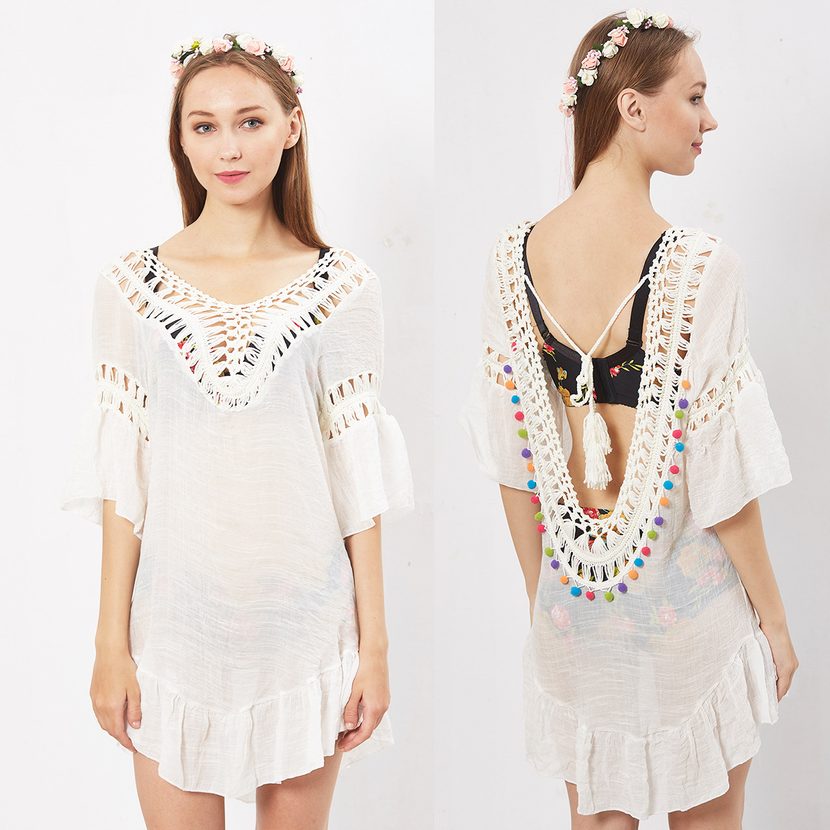 Sexy Hollow U Back Tie Bikini with Colorful Tassel Cover Up Beachwear for Summer Wholesale Avail