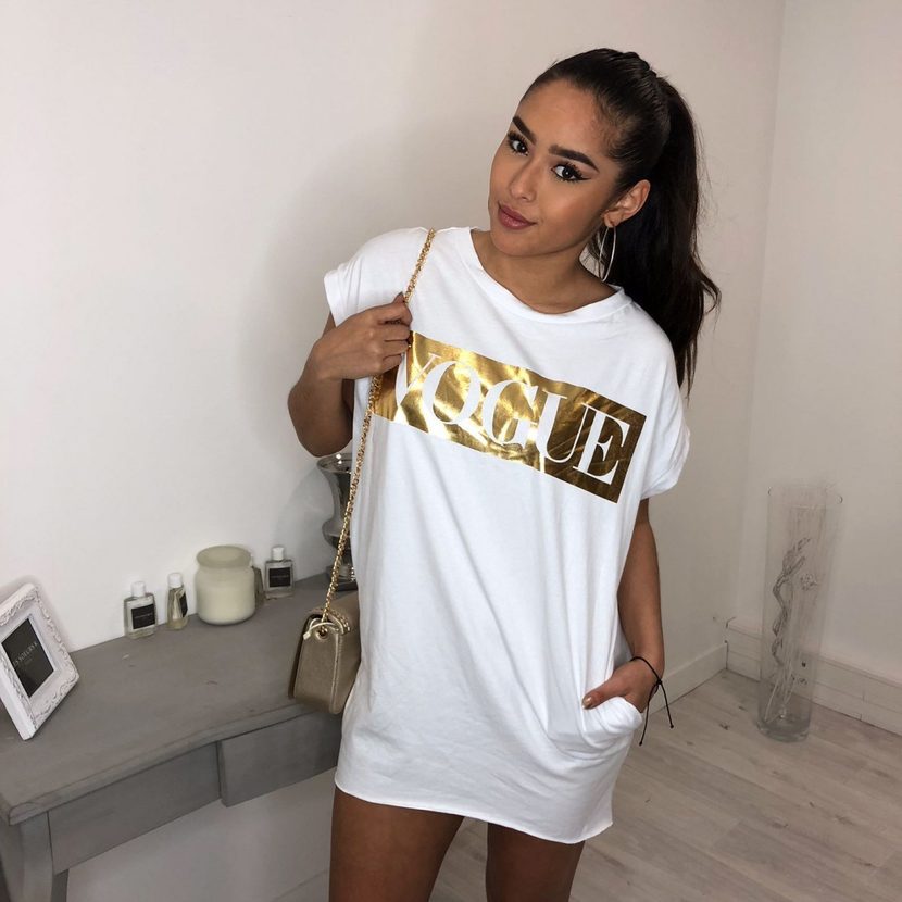 Vogue Printed Pocket Dress for Women Short Sleeve Round Neck Summer Casual Wear Available in Multiple Sizes