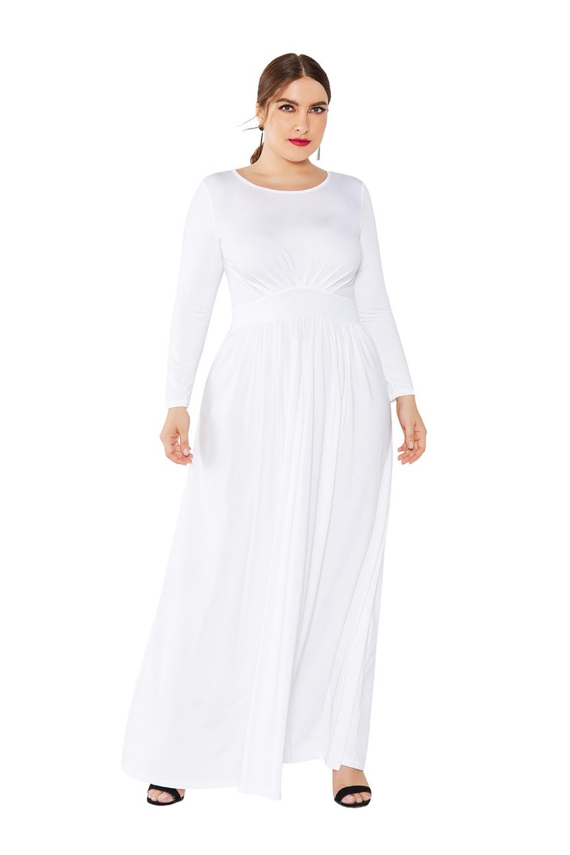 Plus Size Long Sleeve Round Neck Dress Elegant Evening Gown for Fall Winter private label