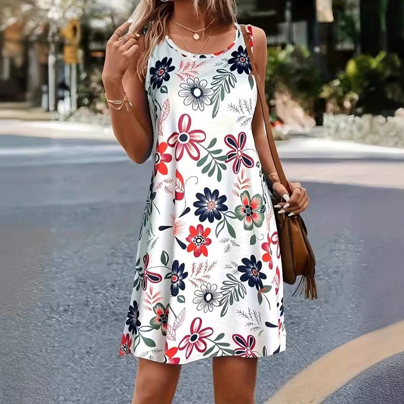Floral Print Sleeveless Maxi Dress for Women Casual Style Available in Multiple Sizes Wholesale Supply