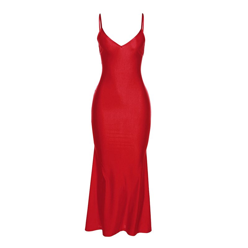 Spring Summer Womens Dress Deep V Neck Backless Slim Fit Stylish Design Perfect for Parties and