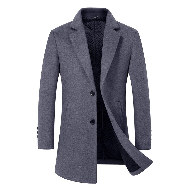 Mens Casual Business Overcoat Wool Blend Warm Lining Suit Collar Winter Style Wholesale Availabl