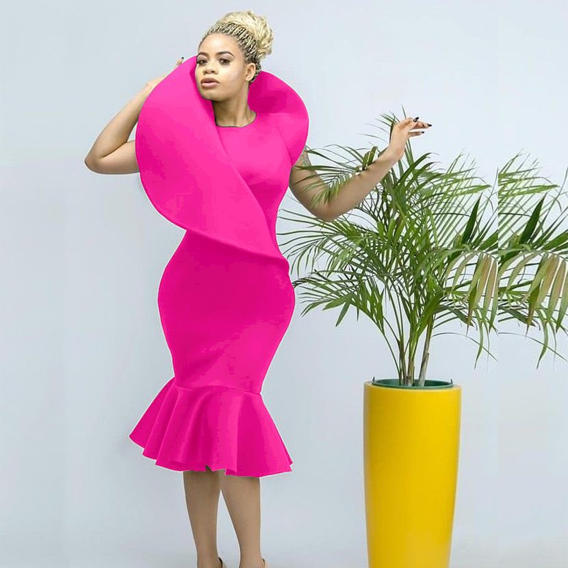 Plus Size Ruffle Hem Mermaid Dress Elegant Party Wear Summer Collection bulk order