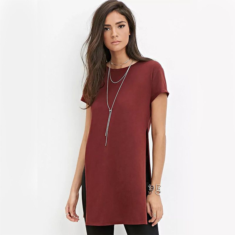 Womens Summer T Shirt Solid Color Short Sleeve Round Neck Casual Wear for Everyday Use Wholesale