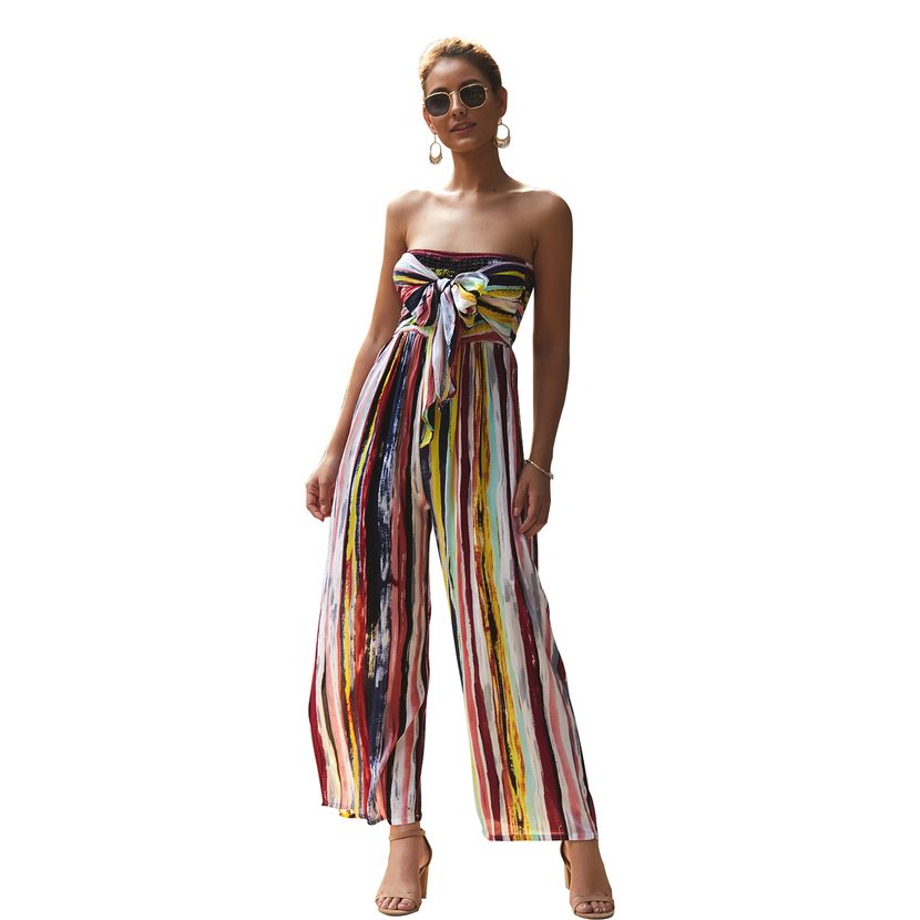Summer Floral Print Jumpsuit Casual Style Comfortable Fit Lightweight Fabric Perfect for Everyda
