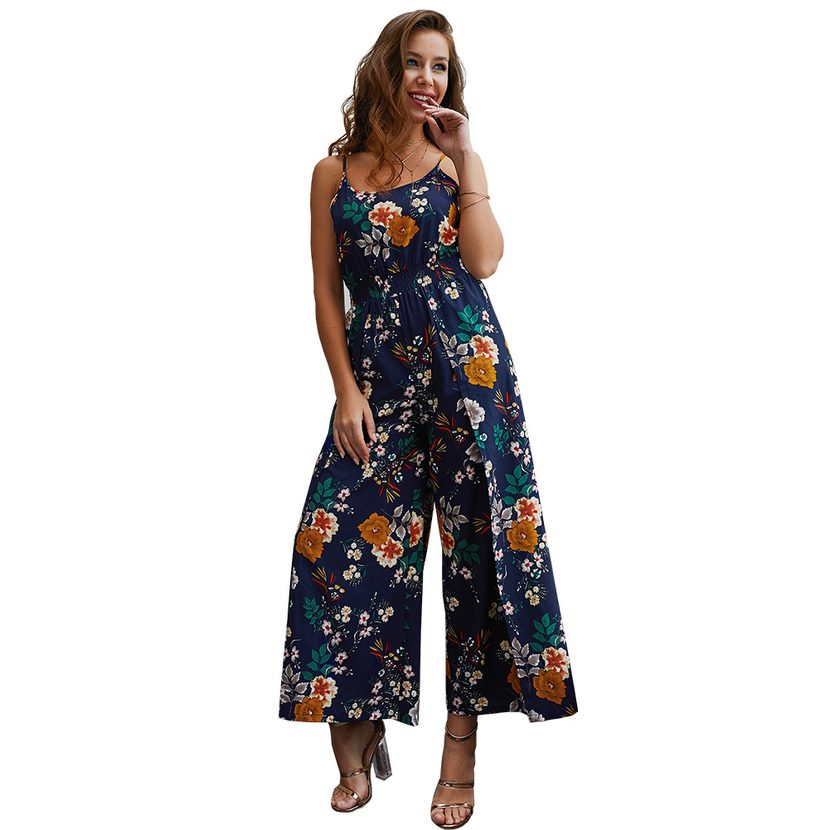 Floral Print Womens Jumpsuit Original Design Sleeveless Comfortable Fit Casual Wear Summer Colle