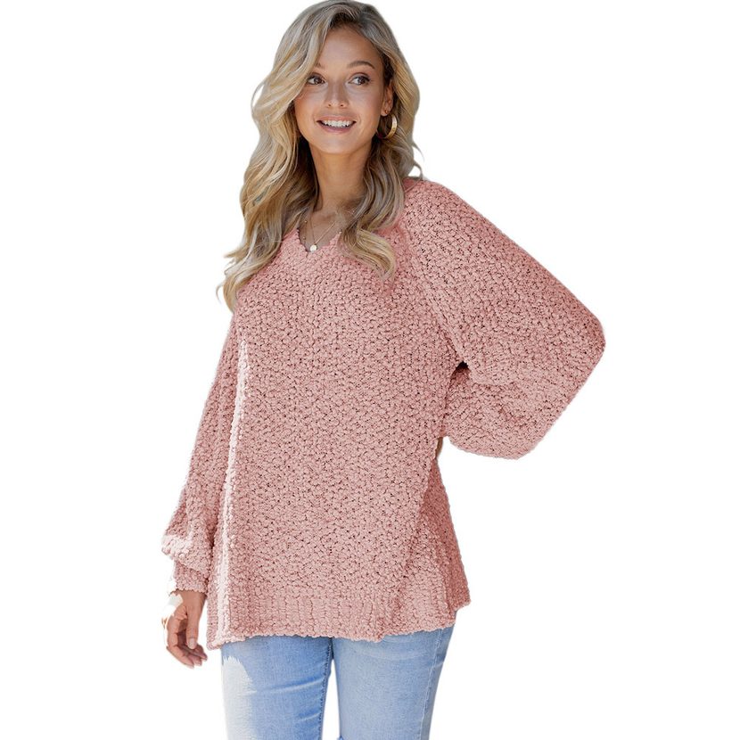Womens V Neck Sweater Long Sleeve Wool Fabric Autumn Winter Style Casual Wear Wholesale Availabl