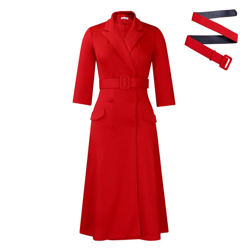 Double Breasted Blazer Dress Elegant Solid Color Mid Length Stylish Design Perfect for Business
